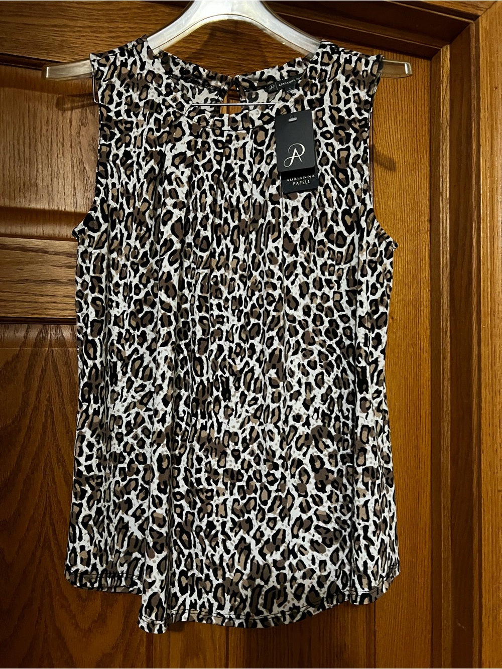 Adrianna Papell Leopard Print Sleeveless Tank - Brown & Black